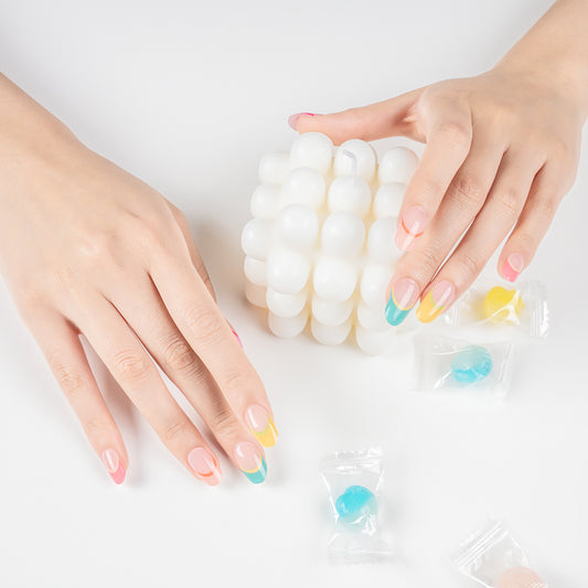 Rainbow Bliss Tips - Semi Cured Gel Nails - Chicki Babes