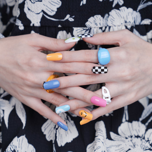 Retro Rave 90's Semi Cured Gel Nails 