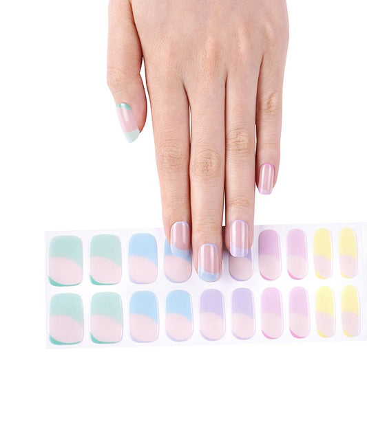 French Tip Pastel Rainbow - semi gel cured nails