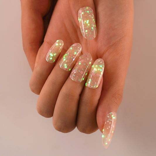 Glitter Fairy Sprinkles GLOW  IN THE DARK Semi Cured Gel Nails