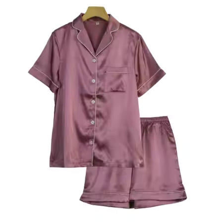 Mauve Satin Short Pj Set