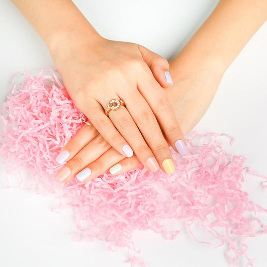 Rainbow Sherbert Semi Cured Gel Nails